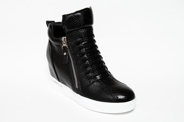 Women's shoes leather isolated on white background