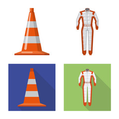 Isolated object of car and rally sign. Set of car and race stock symbol for web.