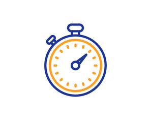 Timer line icon. Stopwatch symbol. Time management sign. Colorful outline concept. Blue and orange thin line color icon. Timer Vector