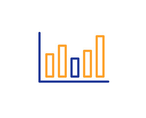 Column chart line icon. Financial graph sign. Stock exchange symbol. Business investment. Colorful outline concept. Blue and orange thin line color icon. Column chart Vector