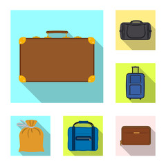 Vector illustration of suitcase and baggage sign. Collection of suitcase and journey vector icon for stock.