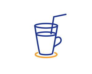 Coffee or Cocktail line icon. Fresh drink sign. Beverage symbol. Colorful outline concept. Blue and orange thin line color icon. Cocktail Vector