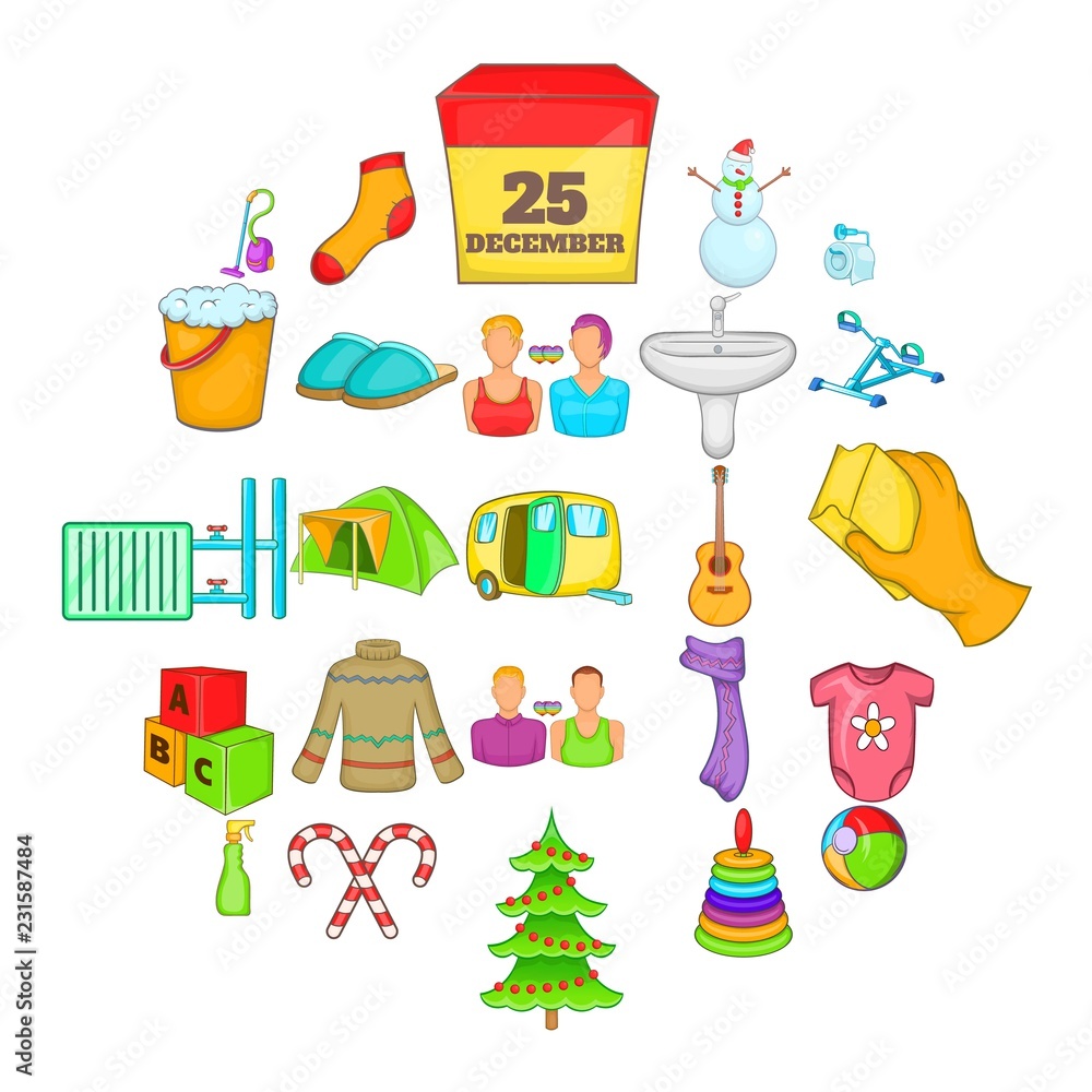 Poster generation icons set. cartoon set of 25 generation vector icons for web isolated on white background