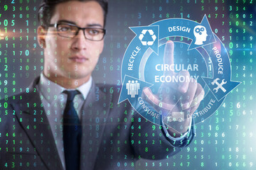 Concept of circular economy with businessman