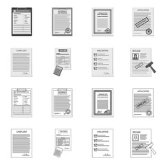 Vector design of form and document logo. Collection of form and mark stock symbol for web.