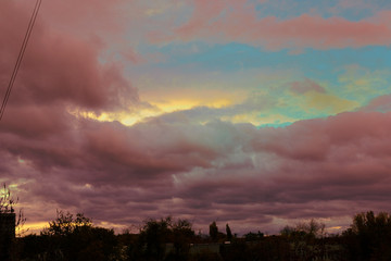 sunset and dark clouds