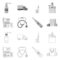 Isolated object of pharmacy and hospital logo. Set of pharmacy and business vector icon for stock.