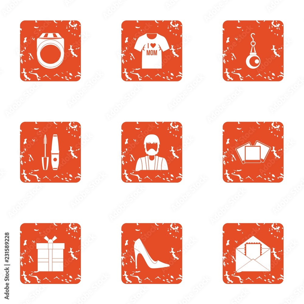 Poster enjoy icons set. grunge set of 9 enjoy vector icons for web isolated on white background