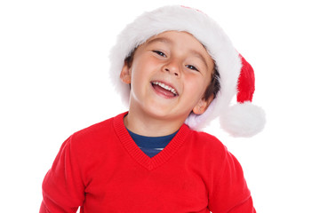 Kind Junge Weihnachtsmann Nikolaus Weihnachten lachen Freisteller