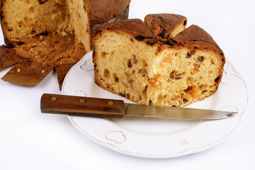 Slices of typical Italian artisan panettone 