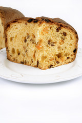 Slices of typical Italian artisan panettone 