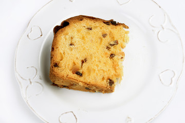 Slices of typical Italian artisan panettone 