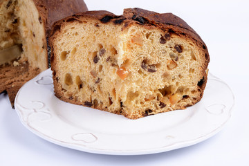 Slices of typical Italian artisan panettone 