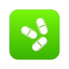 Three pills icon digital green for any design isolated on white vector illustration