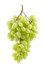 bunch of green grapes isolated on white background