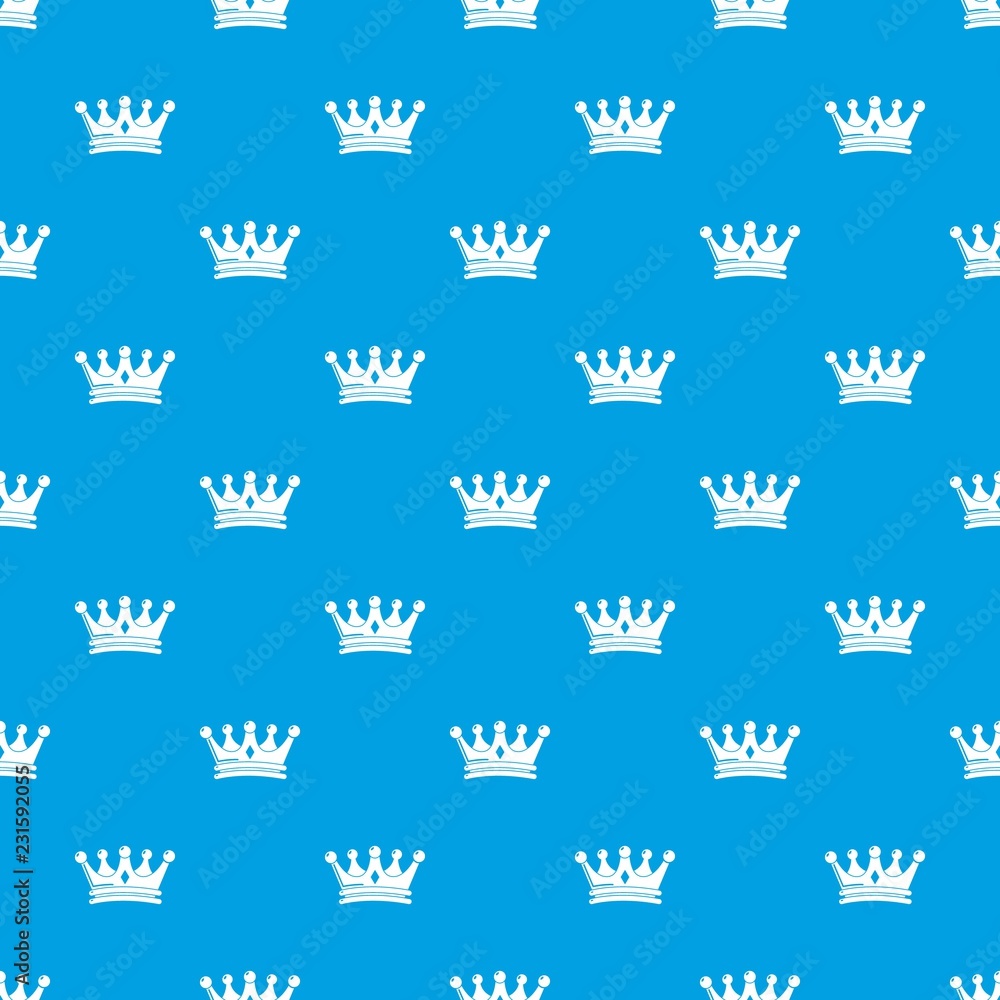 Poster regal crown pattern vector seamless blue repeat for any use