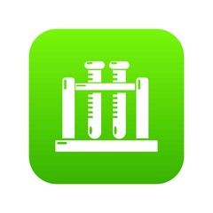 Medical test tubes icon green vector isolated on white background