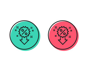 Discount line icon. Sale shopping sign. Clearance symbol. Positive and negative circle buttons concept. Good or bad symbols. Discount Vector