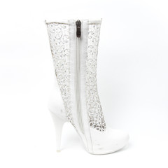 Women's wedding shoe on white background