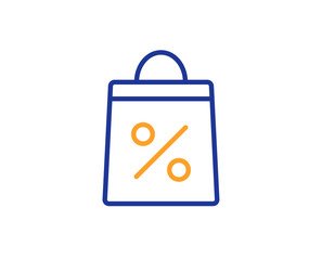 Shopping bag with Percentage line icon