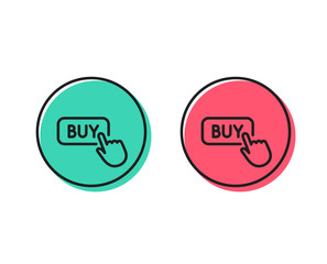 Click to Buy line icon. Online Shopping sign. E-commerce processing symbol. Positive and negative circle buttons concept. Good or bad symbols. Buy button Vector