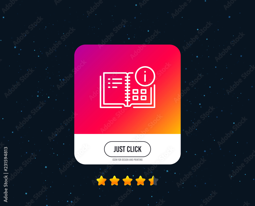 Poster instruction info line icon. technical information sign. web or internet line icon design. rating sta