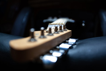 pegs electric guitar and fingerboard in perspective