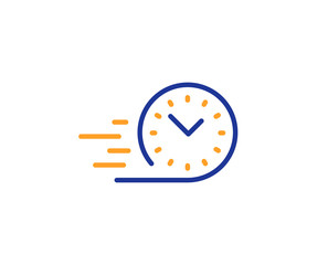 Fast delivery line icon. Time sign. Colorful outline concept. Blue and orange thin line color icon. Fast delivery Vector