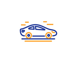 Car transport line icon. Transportation vehicle sign. Driving symbol. Colorful outline concept. Blue and orange thin line color icon. Car Vector