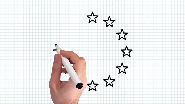 Europ&auml;ische Union &ndash; Datenschutz-Gesetz DSGVO &ndash; Whiteboard Animation auf kariertem Blatt Papier