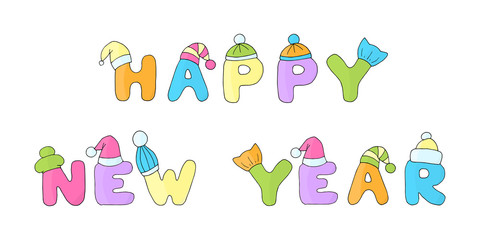 Vector phrase HAPPY NEW YEAR on a white background