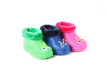 Kids Colorful Rubber Rain Boots on white background