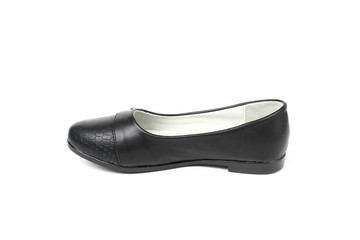 Women's flat photo black shoes isolated on white background