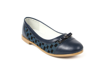 Women's flat photo blue shoes isolated on white background
