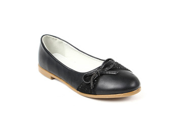 Women's flat photo black shoes isolated on white background