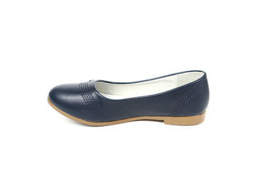 Women's flat photo blue shoes isolated on white background