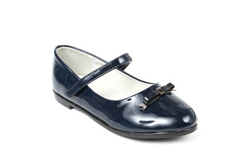 Women's flat photo blue shoes isolated on white background