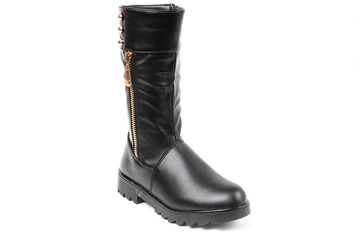 Stylish leather shoe in studio, autumn, spring isolated on white