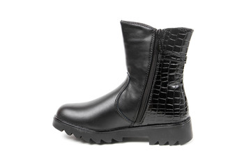 Stylish leather shoe in studio, autumn, spring isolated on white