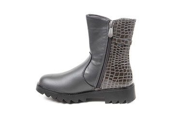 Stylish leather shoe in studio, autumn, spring isolated on white