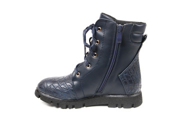 Stylish leather shoe in studio, autumn, spring isolated on white