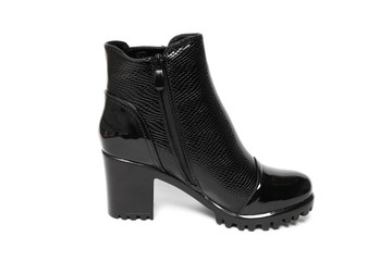 Stylish leather shoe in studio, autumn, spring isolated on white