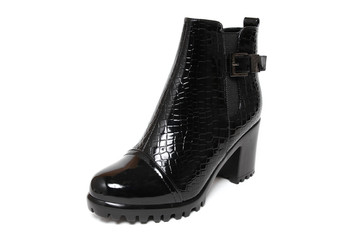 Stylish leather shoe in studio, autumn, spring isolated on white