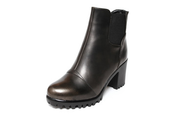 Stylish leather shoe in studio, autumn, spring isolated on white