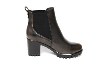 Stylish leather shoe in studio, autumn, spring isolated on white