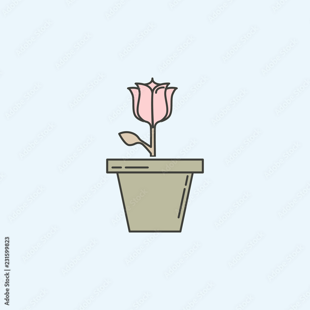 Poster flower in pot icon. element of house hold icon for mobile concept and web apps. colored flower in po