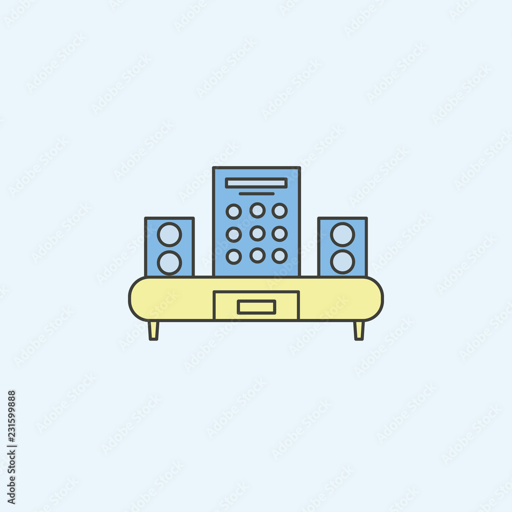 Poster set of audio speakers icon. element of house hold icon for mobile concept and web apps. colored set 