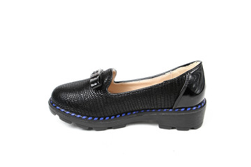 Stylish leather shoe in studio, autumn, spring isolated on white