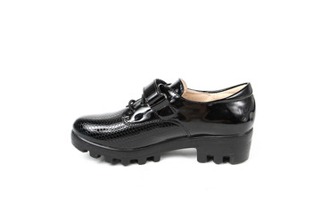 Stylish leather shoe in studio, autumn, spring isolated on white