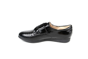 Stylish leather shoe in studio, autumn, spring isolated on white